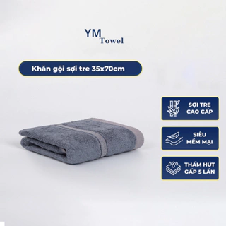 Khăn gội, khăn lau đầu sợi tre YM Towel  35x70cm thấm hút tốt, không đổ lông, không ra màu