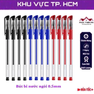 Bút bi nước mực đều, ngòi bút 0.5mm, có nắp đậy