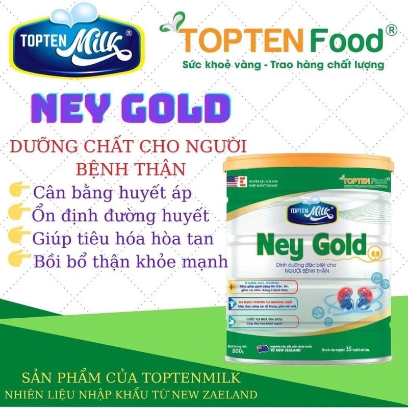 (date 4/2025) Sữa bột  NEYGOLD TOPTEN MILK 750g - Sữa dành cho người bệnh thận