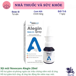 Xịt mũi Novocare Alegin giảm ngừa viêm mũi dị ứng, giảm hắt hơi xổ mũi, hỗ trợ tái tạo niêm mạc mũi, hộp 1 lọ 20ml