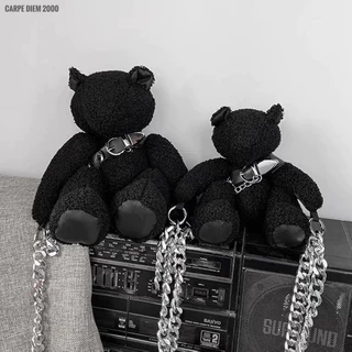 Dark Bear Bag - Túi đeo chéo hình gấu bông màu đen. Có 2 size. Có 2 kích thước