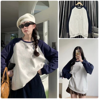 Áo sweater nỉ tay raglang phối màu , áo nỉ phối màu sweater thu đông unisex cho cả nam và nữ