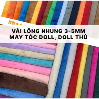 Vải tóc doll, vải lông nhung 3-5mm mềm mịn may tóc doll