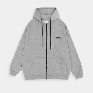 Áo Hoodie Zip TWENTI, Áo Khoác Nỉ Form Rộng Unisex In Chữ Nam Nữ Mặc Siêu Đẹp