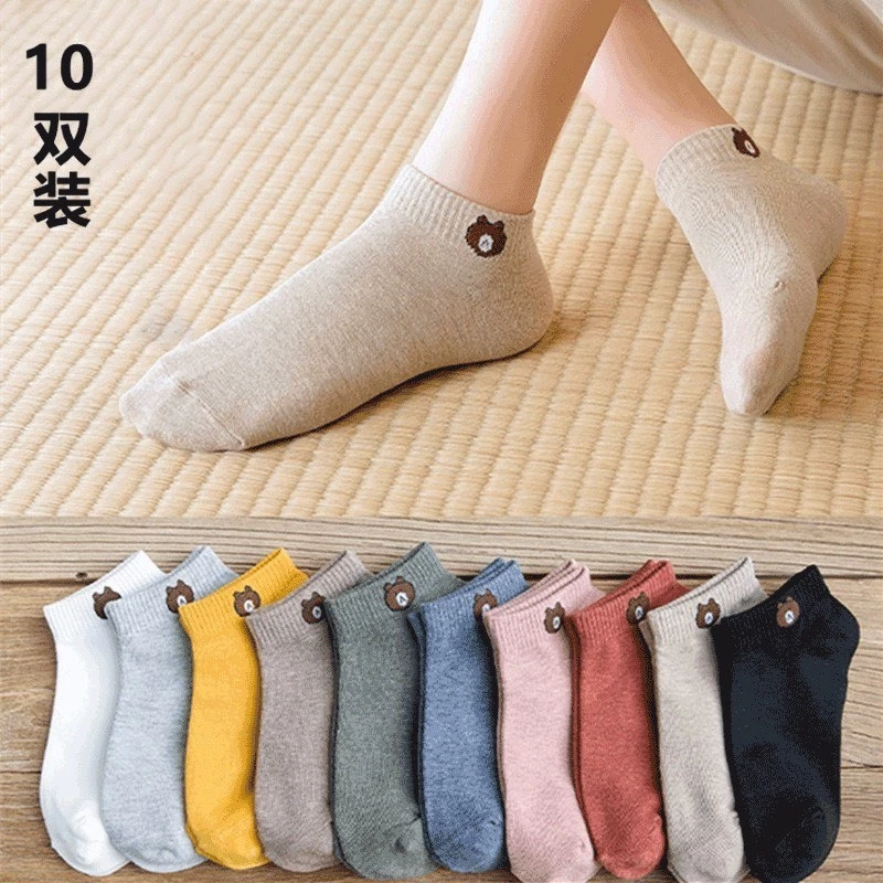 Set 10 đôi tất gấu nữ đủ màu loại ,chất liệu dày,chống hôi chân, kèm theo túi rút