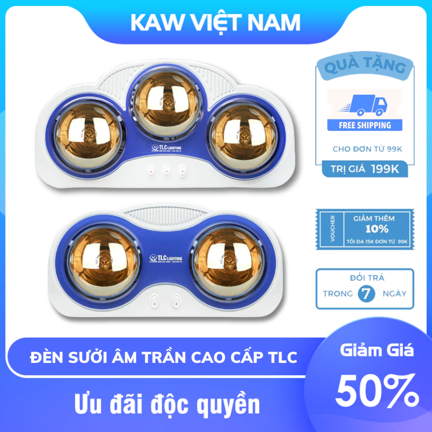 Đèn Sưởi Nhà Tắm TLC Việt Nam, Công Nghệ Sưởi Mới, Hàng Chính Hãng, Bảo Hành  1 Năm