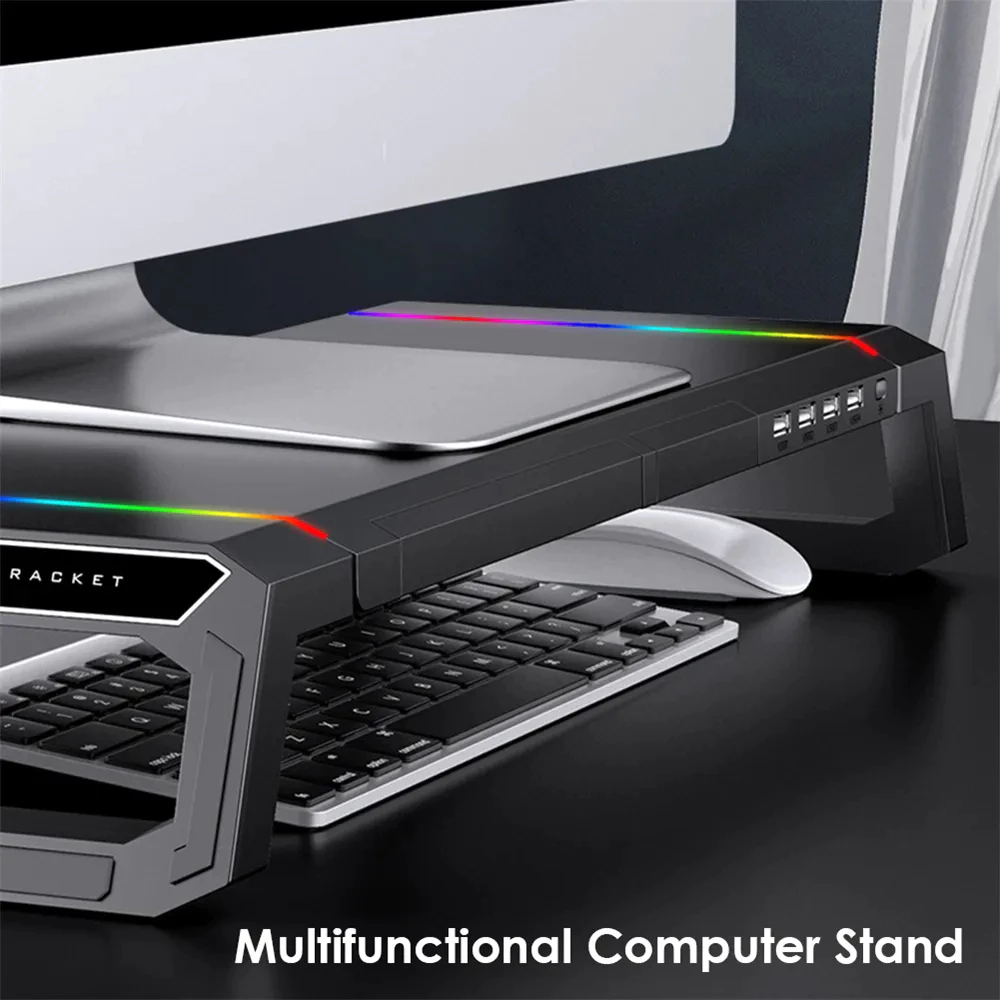 Giá đỡ màn hìnhIcecoolrel T1 - LED RGB - 4 cổng USB mở rộng - Giá đỡ điện thoại kèm ngăn chứa đồ