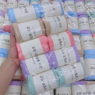 Combo 10 Khăn mặt cotton lông cừu Hàn Quốc mềm mịn siêu thấm nước kẻ sọc , Khăn lau tay đa năng