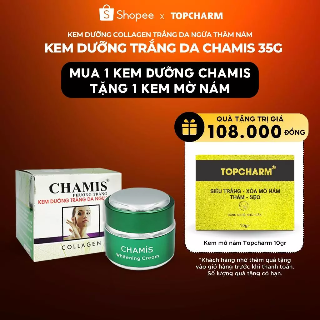 Kem dưỡng trắng da collagen Chamis 35g - ngừa nám, phục hồi độ mịn và mềm mại cho da