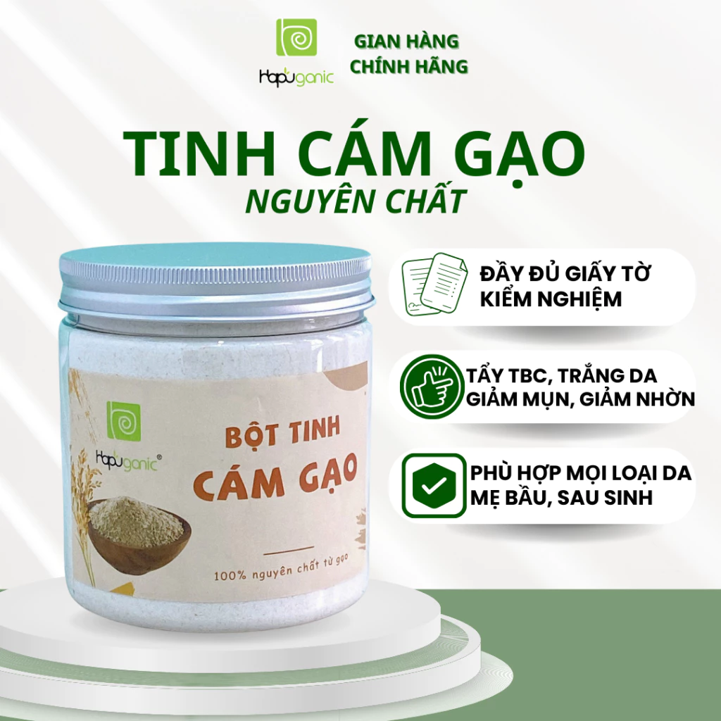 Bột Tinh Cám Gạo Nguyên Chất Hapuganic trắng da giảm mụn tẩy tế bào chết