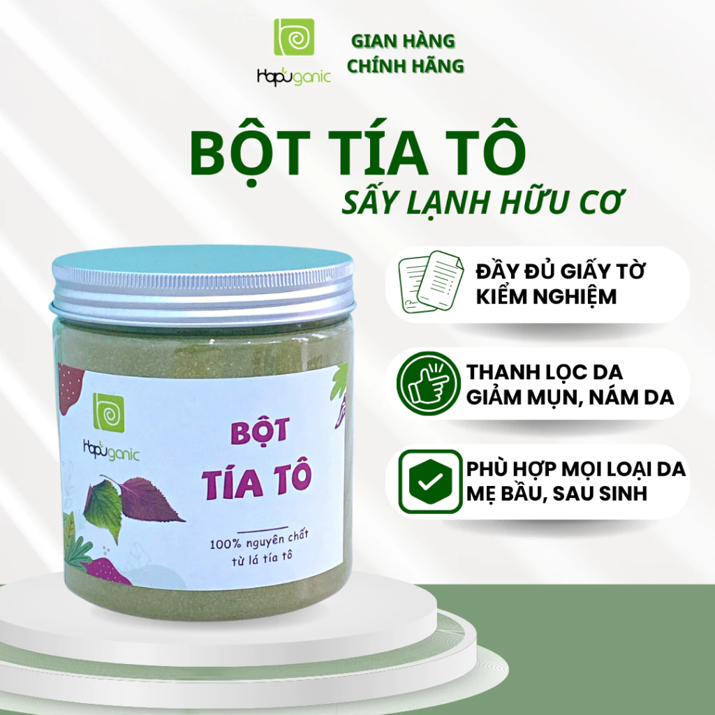 Bột Tía Tô Sấy Lạnh Hapuganic thanh lọc da, giảm mụn, sáng da, se lỗ chân lông