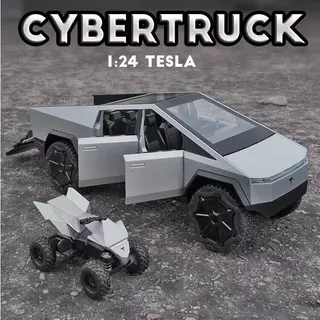 Mô Hình Xe Tesla Cybertruck 1:24 ô tô Cyber truck 1/24 vỏ hợp kim, xe mở 2 cửa, cốp trước sau, có đánh lái, có âm thanh