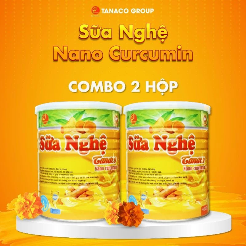 Combo 2 hộp Sữa Nghệ Nano Curcumin Tanaco - Tôt cho dạ dày,hệ tiêu hóa,phụ nữ sau sinh,hậu phẫu,sáng da,gọn dáng