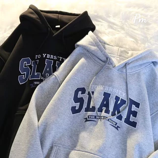 Áo hoodie mũ hai lớp SLAKE nỉ lót bông tay bồng