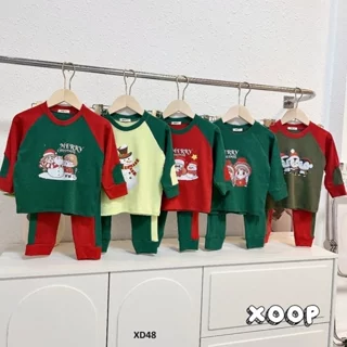 Bộ dài tay XOOP cotton ríp in họa tiết noel giáng sinh cho bé (10-20kg) XD48,Đồ bộ thời trang quần áo Shop Phúc Yến