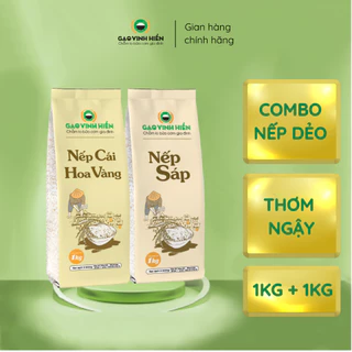 [GIAO 2H] Combo Nếp Cái Hoa Vàng 1KG và Nếp Sáp 1KG Vinh Hiển - Thơm, dẻo, mềm ngon