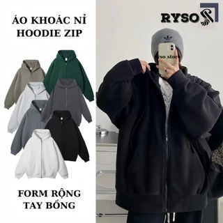 [ Rẻ Vô Địch ] Áo Khoác Nỉ Bông Trơn Khóa Kéo Mũ 2 Lớp Form Unisex