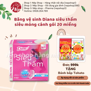 Băng vệ sinh Diana siêu thấm siêu mỏng cánh gói 20 miếng