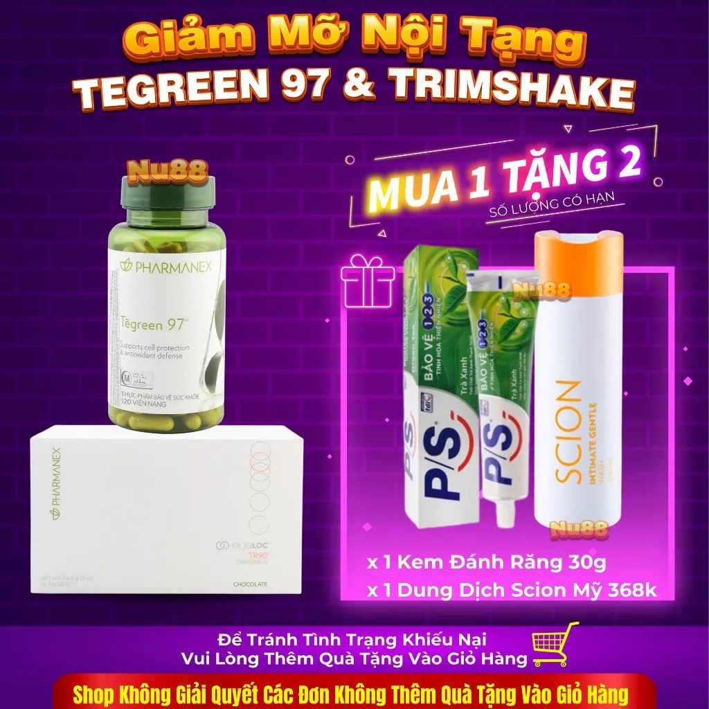 Combo Tegreen 97 + Trimshake Đào Thải Mỡ , Phòng Chống Oxi Hoá