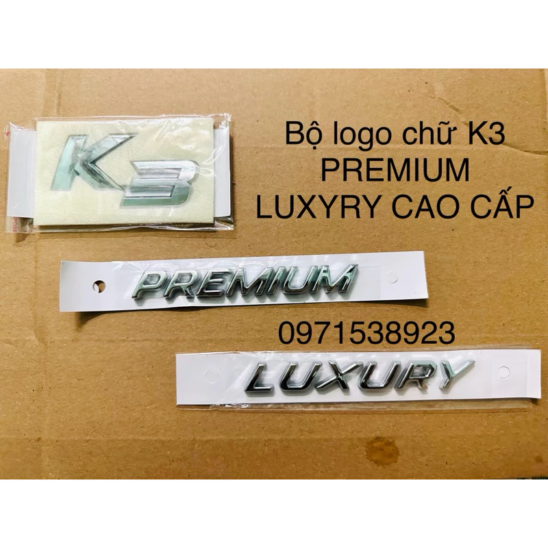 bộ logo chữ nổi K3 PREMIUM LUXURY cao cấp