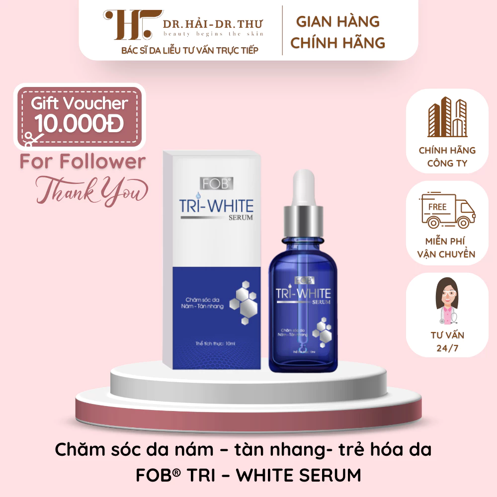 👩🏻‍⚕️ [CHÍNH HÃNG] FOB TRI – WHITE SERUM 10ml Chăm sóc da nám – tàn nhang- trẻ hóa da