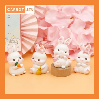 Set 4 mô hình thỏ béo dễ thương trang trí ô tô góc làm việc Carrot.stu