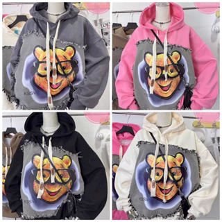 (ảnh thật) Áo Hoodies nỉ phối bò gấu Poo