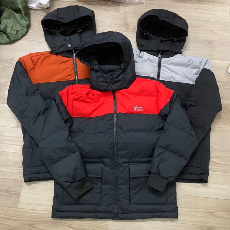 Áo khoác nam CHIPBONG hàng dư áo khoác khoá kéo liền mũ bé trai dòng nhỡ 3 màu phối ghi cam đỏ form rộng size 120-150