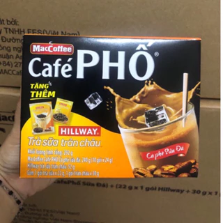 [Hàng khuyến mãi] 10 gói Cà phê sữa đá MacCoffee Café Phố 24g tặng kèm 2 gói trà sữa trân châu dùng thử