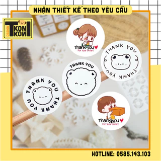 (HÀNG CÓ SẴN) Set 120 Sticker Thank You Tròn 4cm - Hình Dán Cảm Ơn Dán Hộp Cho Khách Hàng, Tem Dán Niêm Phong Hộp - MS21