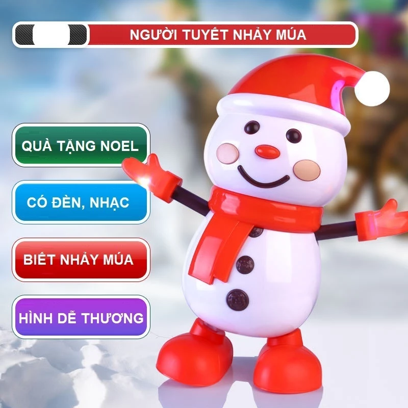 Robot đồ chơi Noel người tuyết nhảy múa dancer đồ chơi giáng sinh cho bé, Có Nhạc đèn Vui nhộn