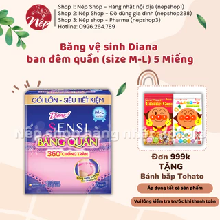 Băng vệ sinh quần ban đêm Diana Sensi size M-L gói 5 miếng siêu tiết kiệm, chống tràn - Nếp Shop