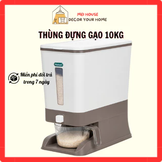 Thùng đựng gạo 10kg Hokori cao cấp, nhựa an toàn nút bấm tự động kèm bát đựng gạo Hũ đựng gạo Việt Nhật - M5338