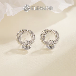 Bông tai nữ chuôi bạc 925 Eleanor Accessories hình tròn khuyên tai đính đá phụ kiện trang sức 6727