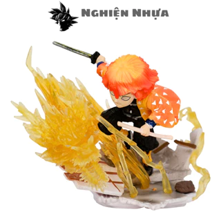 Mô Hình Kimetsu No Yaiba Zenitsu chibi chiến đấu - Cao 8,5cm - nặng 190gram - Figure Thanh gươm diệt quỷ - Có Vỏ Hộp màu