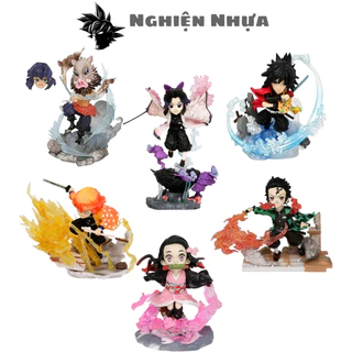 Mô Hình Kimetsu No Yaiba Inosuke, Tanjirou, Nezuko, Giyuu chibi chiến đấu - Cao 10cm - nặng 130gr - Figure Kimetsu