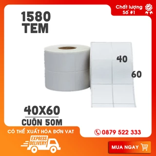 Giấy in tem decal nhiệt 40x60mm 2 hàng 50m