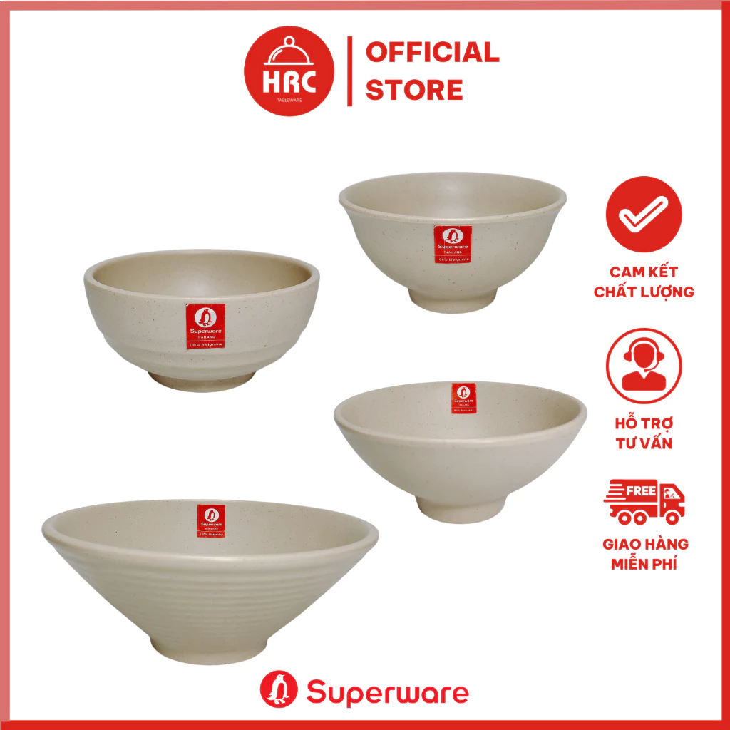 Bộ Bát Ăn Cơm Melamine Superware Thái Cao Cấp Bền Nhẹ Chính Hãng - Màu Nâu Kem