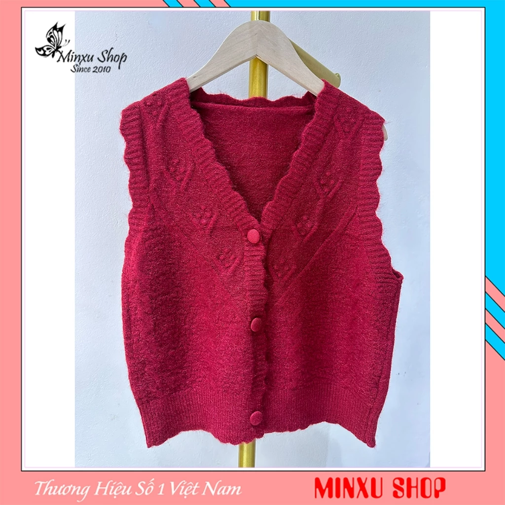 Áo Gile Len Nữ Viền Tiểu Thư Thiết Kế 3 Khuy Bọc, Áo Len Gile Cho Nữ Minxu Shop GL5K