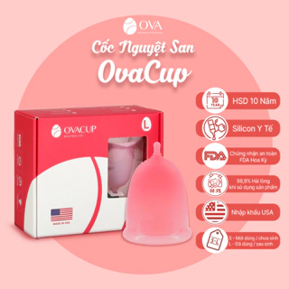 Cốc nguyệt san Ovacup nhập khẩu chính hãng Made In USA 100% Silicone y tế siêu mềm, đạt tiêu chuẩn FDA Hoa Kỳ 2 size