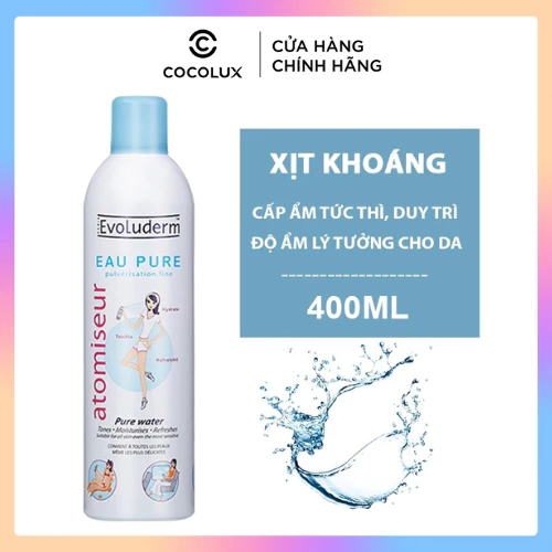 Xịt Khoáng Evoluderm Atomiseur Eau Pure Dưỡng Ẩm Cấp Nước & Làm Dịu Da 400ml