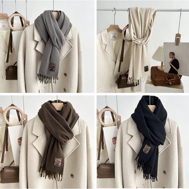 Khăn len quàng cổ Cao Cấp Chất mềm mịn màu vintage phong cách Hàn Quốc Thời trang mới nam nữ