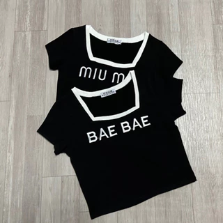 (New) Áo thun croptop chữ thêu hàng Quảng Châu (xả kho)