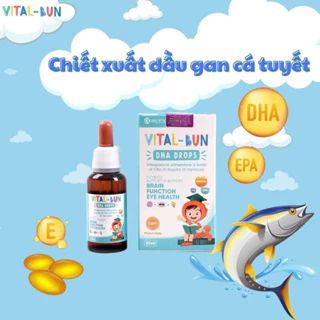 Vital- Bun DHA Drops nhập khẩu Châu Âu dầu gan cá tuyết ko tanh giúp phát triển não bộ , bổ sung omega cho mắt