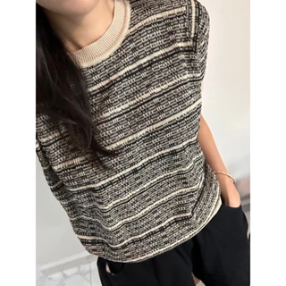 [Hình thật / Order] Áo Knit black pattern LACIEL