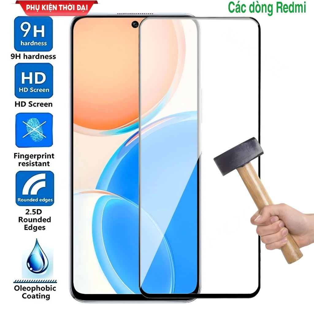 Cường lực Redmi Note 9s / 9 Pro / Note 9 / Note 10 / 10s / Note 11 / 11s / Note 10 Pro / Note 11 Pro Full màn Full keo