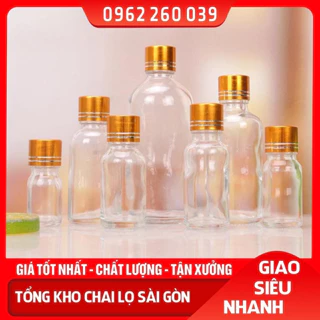 Lọ Đựng Tinh Dầu 5ML/10ML/15ML/20ML/30ML Thủy Tinh Nắp Vàng 2 Vạch Nhỏ Giọt  Đựng Serum, Tinh Chất, Mỹ Phẩm Du Lịch