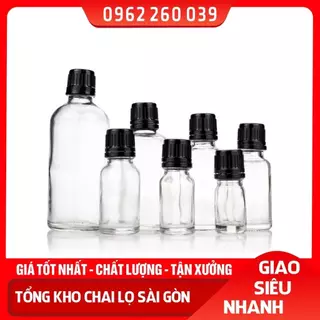 Lọ Đựng Tinh Dầu 30ML/50ML/100ML Thủy Tinh Nắp Đen Nhỏ Giọt  Chiết Mỹ Phẩm