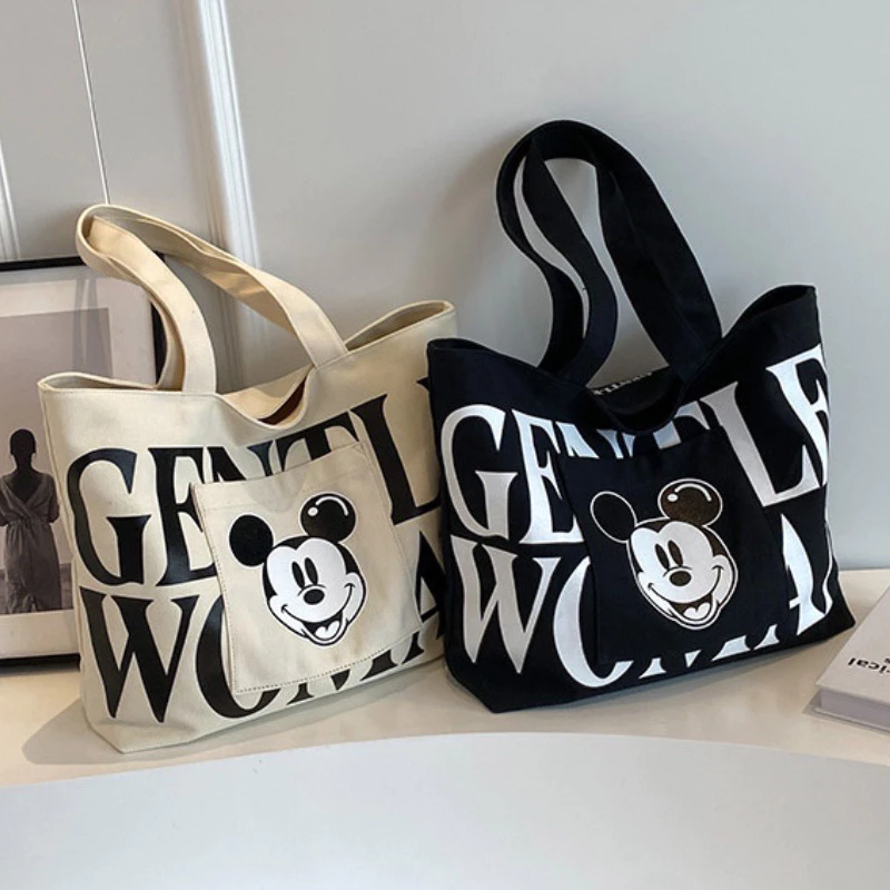Túi tote túi đeo vai vải canvas in hình chuột Mickey (hàng quảng châu loại1)