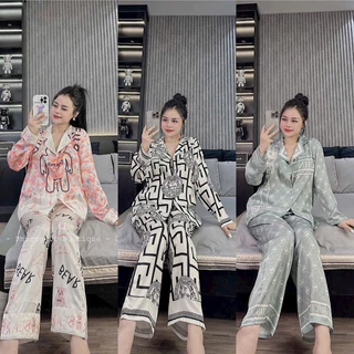 ✅Bộ Pijama tay dài quần dài lụa xước,mềm mịn mát,mặc bốn mùa 40kg60kg